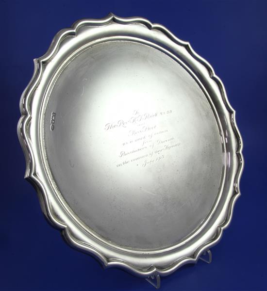 An Edwardian silver salver by Charles & George Asprey, 51 oz.